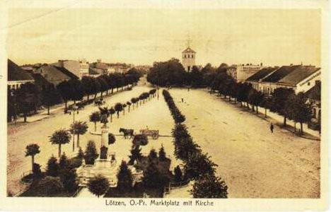 Gizycko - Marketplace with church